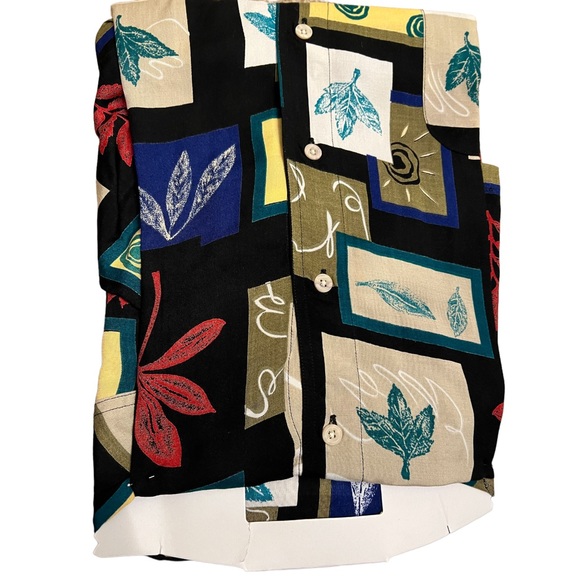 Vintage Men’s Damon Rayon Short Sleeve Button Down Shirt Leaf Pattern 1XL BIG - Picture 3 of 6